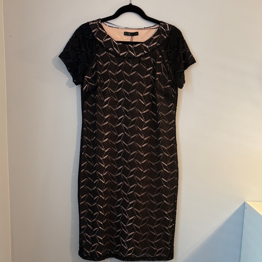 Foil Black Lace Dress NWT